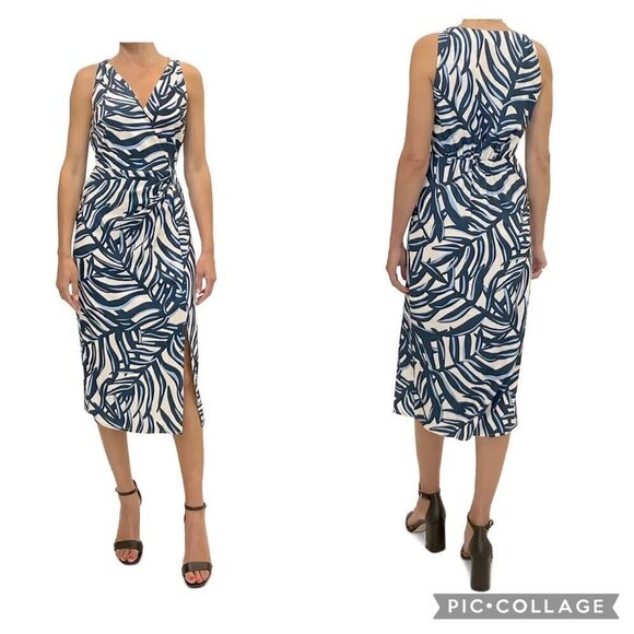 Sam Edelman Faux Wrap Maxi-Dress V-Neck Sleeveless NWT Sz 10 geometric pattern - Picture 2 of 15